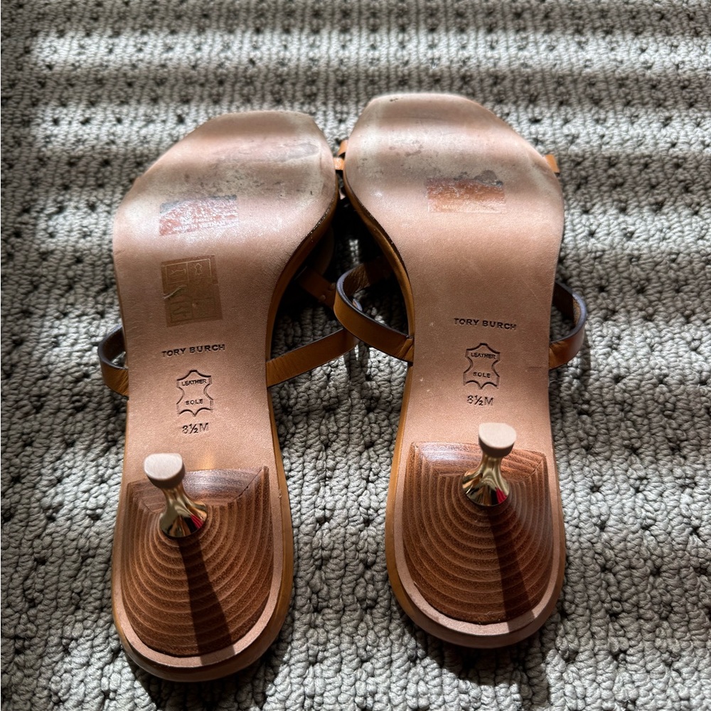 Tory Burch Tan Miller Leather Slide Sandals - Picture 4 of 6